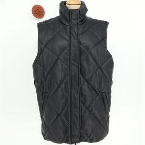 BlankNYC Womens Quilted Faux Leather Puffer Vest Black Size Medium‎ Layering